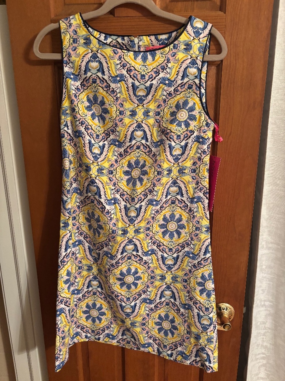 Betsey Johnson Yellow & Blue Printed Mini Dress